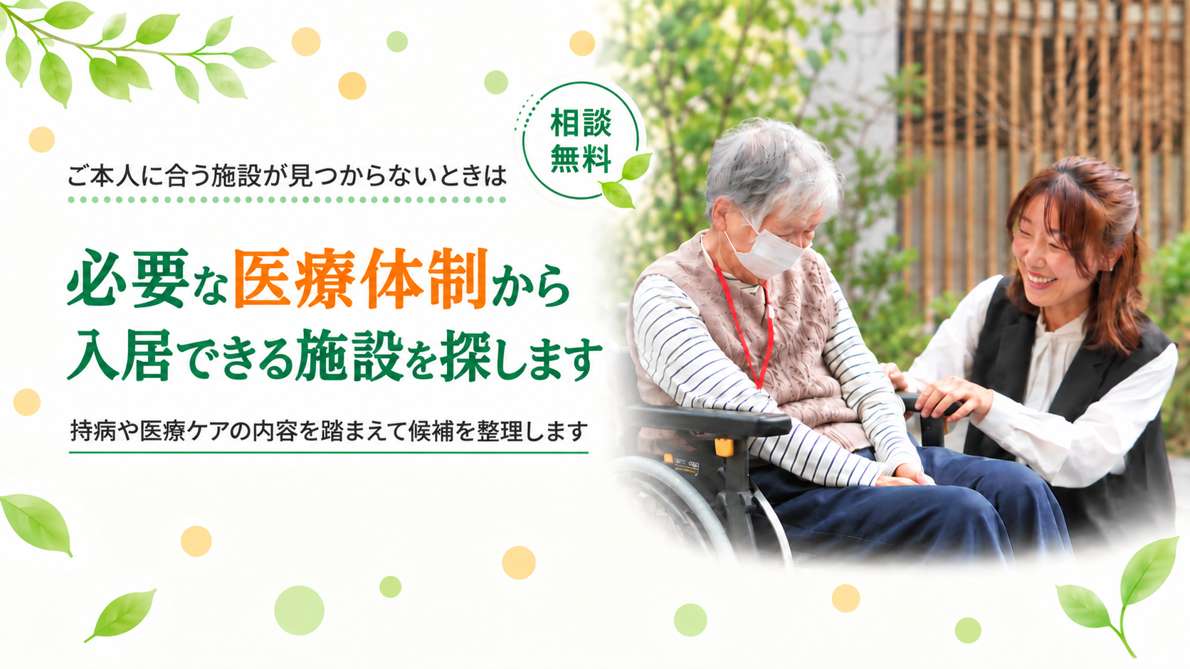 必要な医療体制から施設を探します